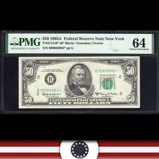 1963 - A $50 York Frn Star Note Pmg 64 Fr 2113 - B B00668983