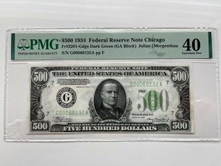 Early 1934 Chicago $500 Five Hundred Dollar Bill 1000 Fr2201g 60132a