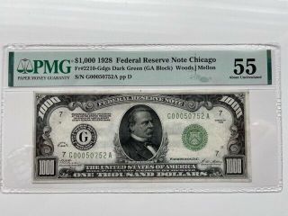 Trophy Note 1928 Chicago $1000 Frn One Thousand Dollar Bill 500 Fr.  2210g 50752a
