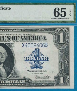 $1.  00 1923 Fr.  237 Gem Pmg 65epq Silver Certificate Blue Seal Attractive
