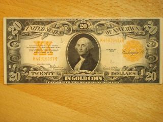 1922 Series $20.  00 Twenty Dollar Gold Certificate Note Looking Bill