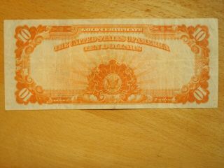 1922 $10.  00 TEN DOLLAR GOLD CERTIFICATE NOTE PROBLEM FINE - VF NR 2