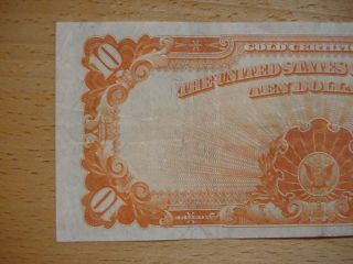 1922 $10.  00 TEN DOLLAR GOLD CERTIFICATE NOTE PROBLEM FINE - VF NR 4