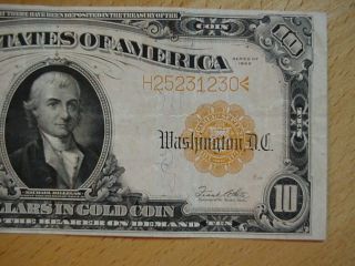 1922 $10.  00 TEN DOLLAR GOLD CERTIFICATE NOTE PROBLEM FINE - VF NR 5