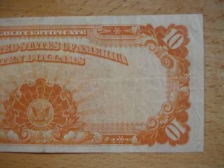 1922 $10.  00 TEN DOLLAR GOLD CERTIFICATE NOTE PROBLEM FINE - VF NR 6