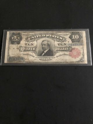 1891 - $10 Silver Certificate Note “tombstone”.  Fr 299 - In Vf.  A N.