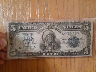 Series 1899 $5 Large Note Silver Certificate Indian Cheif