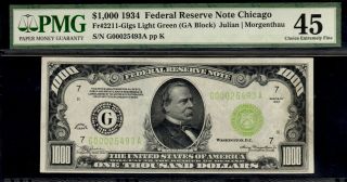 PMG LGS XF 45 1934 Chicago $1000 One Thousand Dollar Bill Fr.  2211G 500 25493A 2