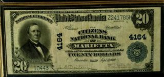 Series 1902 $20 National Bank Note Citizens National Bank Of Marietta Oh No Date