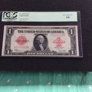 1923 $1 Legal Tender Fr - 40 Red Seal Graded Pcgs Very Choice 64