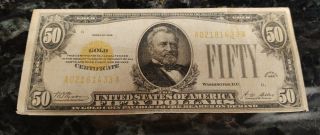 1928 Circulated Fifty Dollar $50 Gold Crertificate