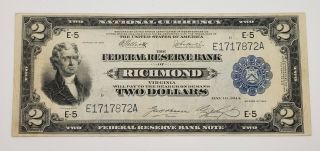 1918 $2 Battleship Richmond Large National Currency Fr 761 V Fine Xf Au?
