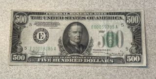 $500.  00 1934 A Green Seal Federal Reserve Note
