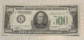 $500.  00 1934 A Green Seal Federal Reserve Note 3