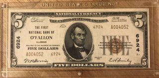 $5 1929 The First National Bank Of O 