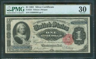 $1 Silver Certificate Series 1891,  Pmg Very Fine 30