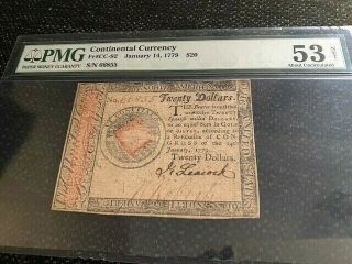 $20 Continental Currency Fr Cc - 92,  January 14,  1779,  Pmg