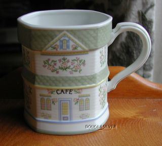 Lenox Village Fine Porcelain Coffee Mug Green Trim