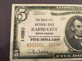 Usa 5 Dollars National 1929 - - Rapid City,  S.  D.  - - Charter 14099 - - Unc