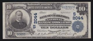 Us $10 1902 National Bank Of Charleston S.  C.  Charter 2044 Fr 628 Vf - Xf (915)