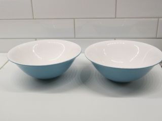 Vintage Mid - Century Shibui Cera - Stone Turqouise Blue Bowls 6 - 1/4 " Set Of 2