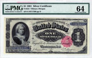 $1 1891 Silver Certificate Fr 223 Pmg 64