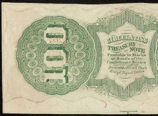1863 $100 DOLLAR CONFEDERATE STATES CURRENCY CIVIL WAR NOTE PAPER MONEY T - 56 AU 5
