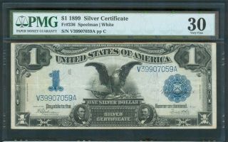 $1 Silver Certificate Series 1899 “black Eagle” Pmg Very Fine 30