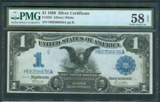 $1 Silver Certificate Series 1899 “black Eagle” Pmg Choice Au 58 Epq