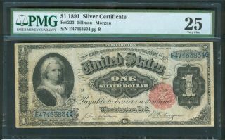 $1 Silver Certificate Series 1891,  Pmg Very Fine 25