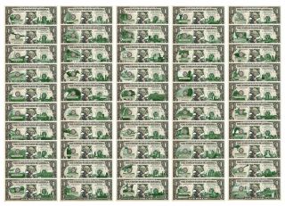 Set Of 50 State $1 Bill Legal Tender U.  S.  One - Dollar Currency Green