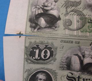 1857 STRAFFORD BANK DOVER HAMPSHIRE OBSOLETE CURRENCY $5.  00 & $10.  00 2