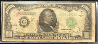 1934 U.  S.  $1000 Bill Chicago G00112711a Federal Reserve Note