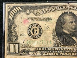 1934 U.  S.  $1000 Bill Chicago G00112711A Federal Reserve Note 4