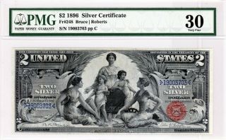 $2 1896 Silver Certificate Fr 248 " Educational Note " Pmg 30