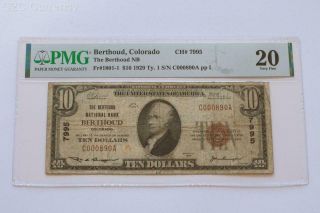 1929 $10 The Berthoud National Bank Berthoud Colorado - Pmg Very Fine Vf 20 C2c