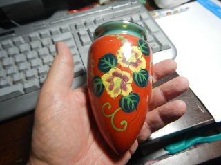 5 1/4 Inch Hand Painted Made In Japan Wall Pocket With Flowers Old Estate