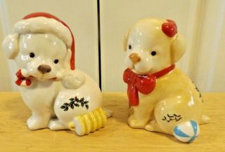 Spode Christmas Tree Puppy Dog Salt And Pepper Shakers