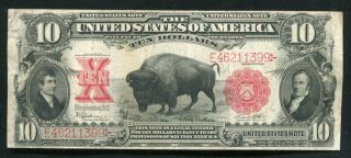 Fr.  122 1901 $10 Ten Dollars “bison” Legal Tender United States Note Very Fine,