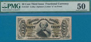 Fr.  1327.  50 Cent Third Issue Letter " A " Fractional Pmg Au50