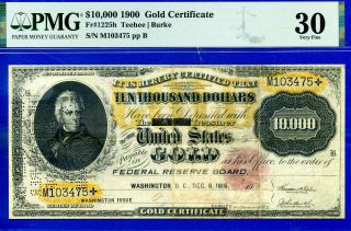 Fr - 1225h - 1900 $10,  000 ( (cancelled Gold Certificate))  Pmg 30 M103475
