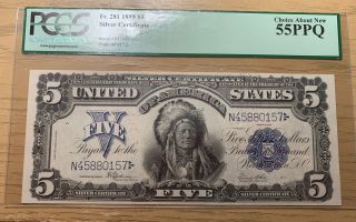 Fr 281 $5 1899 Indian Chief Silver Certificate,  Pcgs Choice About 55ppq Wow