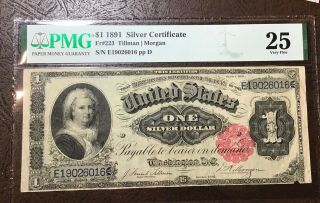 Pmg 25 Fr 223 1891 $1 Silver Certificate Martha