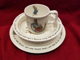 Wedgwood England Beatrix Potter 7” Plate And Peter Rabbit Cup And 4 1/2” Saucer