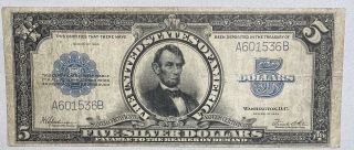 1923 $5 Silver Certificate Lincoln Porthole Large Size Note
