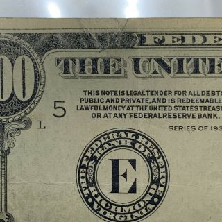 $500 Bill.  Five Hundred Dollar Federal Reserve Note Series 1934 A E Richmond Va 5