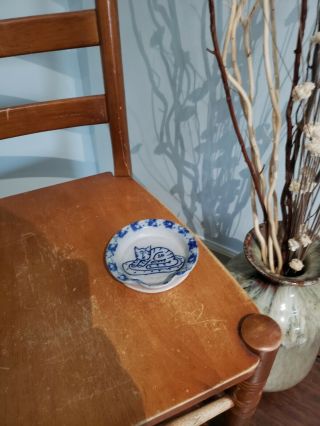 Vintage David Eldreth Pottery Cobalt Salt Glazed Stoneware Cat Ashtray 20