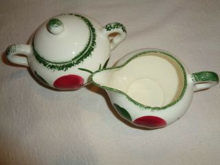 Vintage Southern Blue Ridge Sugar Bowl Creamer Set Crab Apple Pattern 2