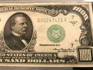 1934 A $1000 One Thousand Dollars Federal Reserve Note PMG 50 AU FR 2212 - G 3