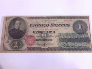 1862 $1 Legal Tender One Dollar United States Large Size Green Back.  Ok Shape.